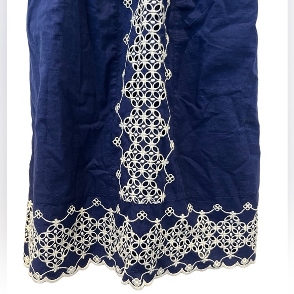 Edme & Esyllte Anthropologie Navy White V Neck Dress with Pockets Size Medium - Picture 5 of 10